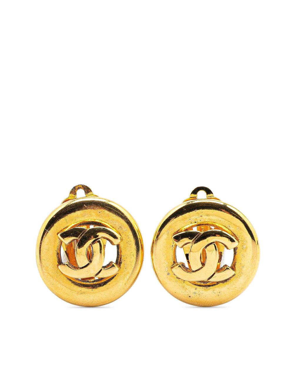 Chanel Cc Gold Plated Round Clip On #283933C46B